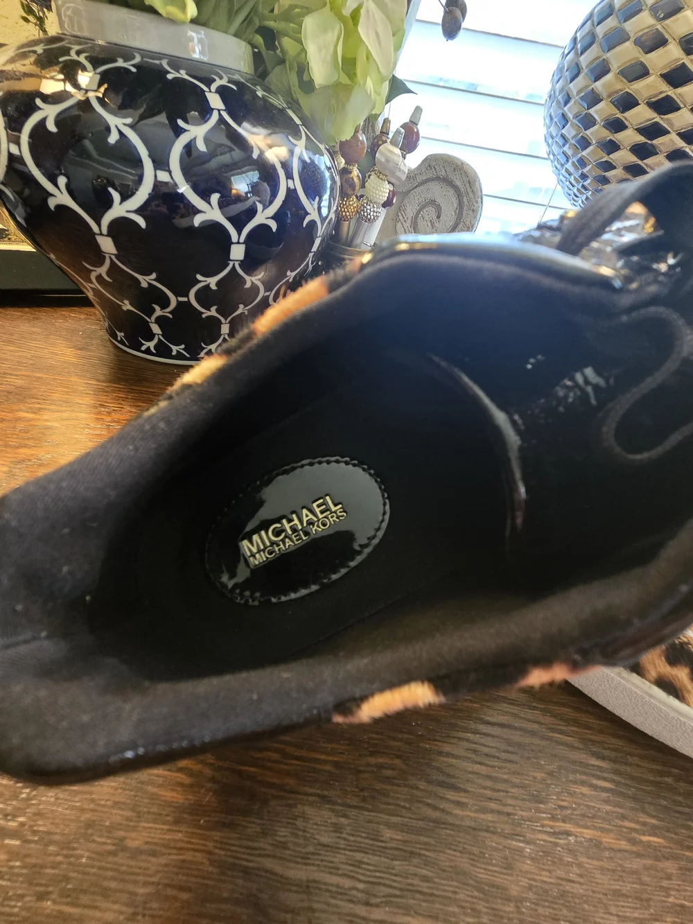Michael Kors Black and Brown Leopard Print Sneaker